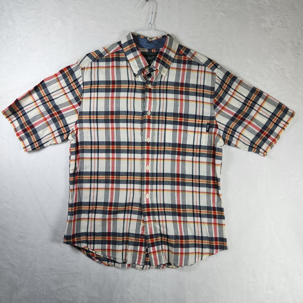 Woolrich Mens Medium Plaid Short Sleeve Button Up‎ Casual Shirt